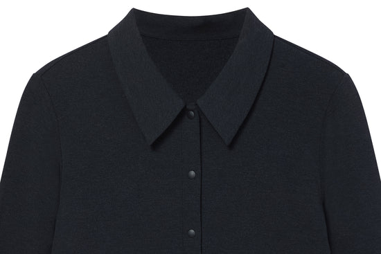 Basics Women's Fitted Button-Up Shirt (Bamboo Tanboocel) - Black