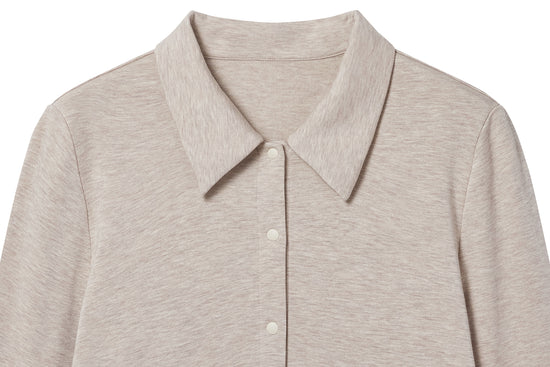 Basics Women's Fitted Button-Up Shirt (Bamboo Tanboocel) - Warm Taupe