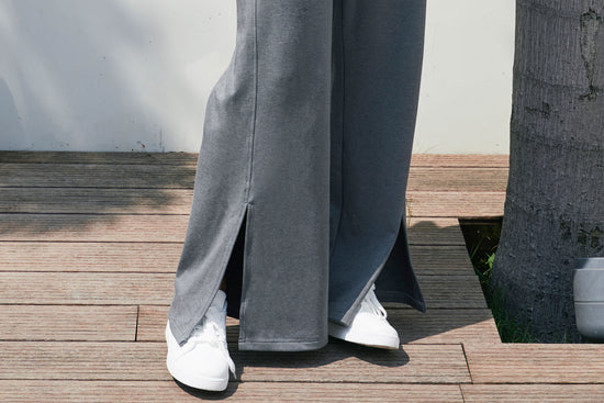 Basics Women's Winter Wide Leg Pants (Bamboo Tanboocel) - Charcoal