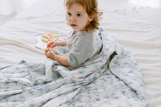 Medium Cozy Quilted Blanket (Bamboo Jersey) - Cloud Ponies
