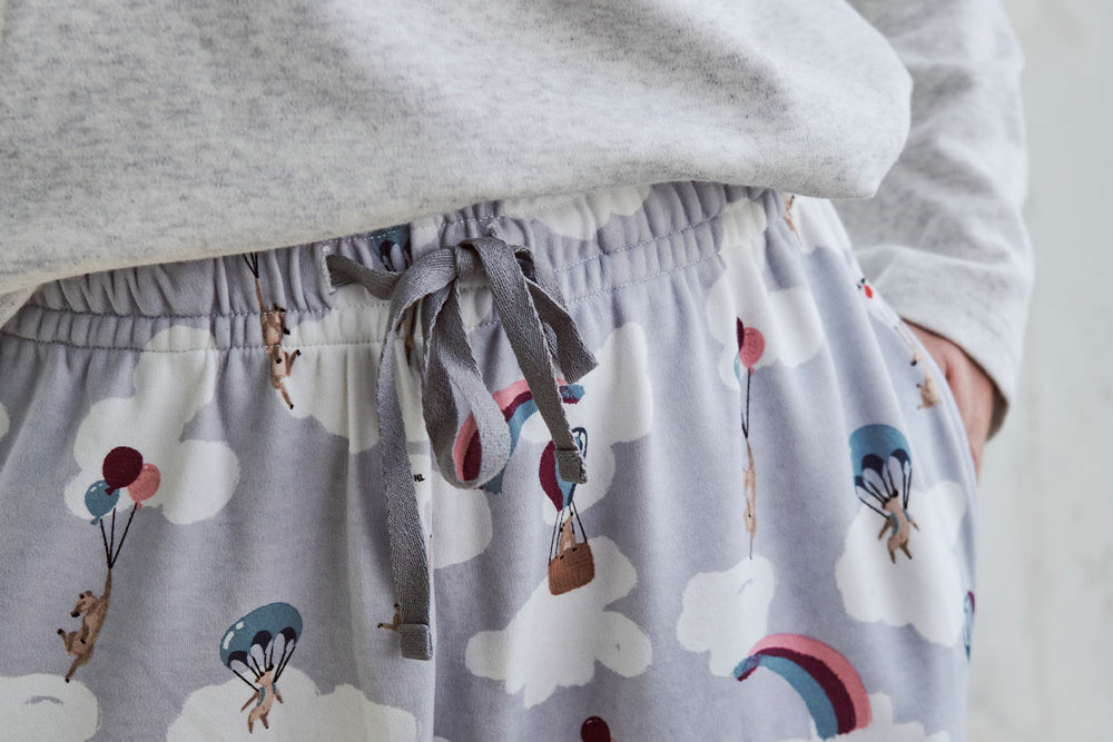 Women's Long Sleeve Pocket Tee PJ Set (Cotton) - Meerkats Away!
