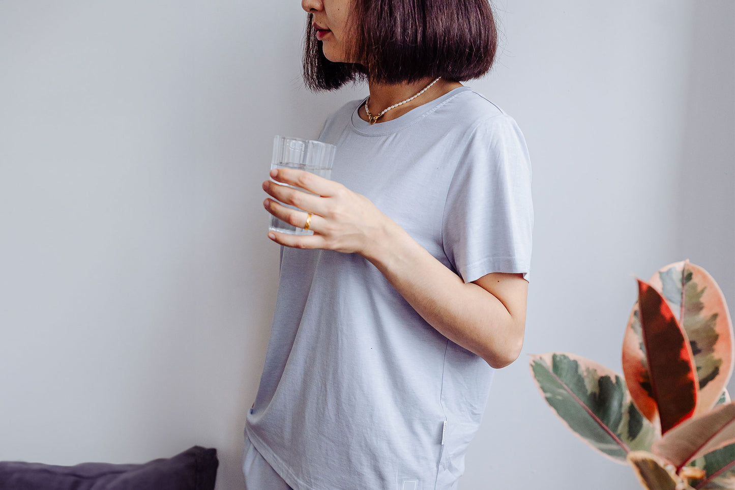 Short Sleeve Women's T-Shirt (Bamboo Jersey) - Pantone Niagara Mist