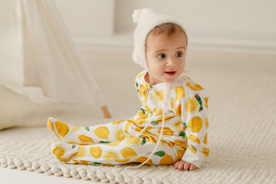 One-Piece Zip Footed Sleeper (Bamboo Jersey) - Lemon Squeezy