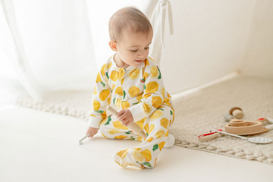 One-Piece Zip Footed Sleeper (Bamboo Jersey) - Lemon Squeezy