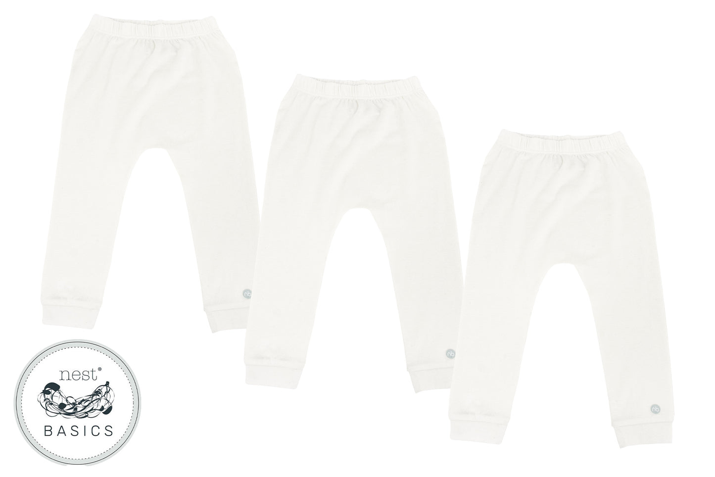 Load image into Gallery viewer, Basics Harem Leggings (Organic Cotton, 3 Pack) - White
