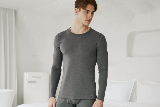 Load image into Gallery viewer, Basics Men&amp;#39;s Winter Long Sleeve Top (Bamboo Tanboocel) - Charcoal
