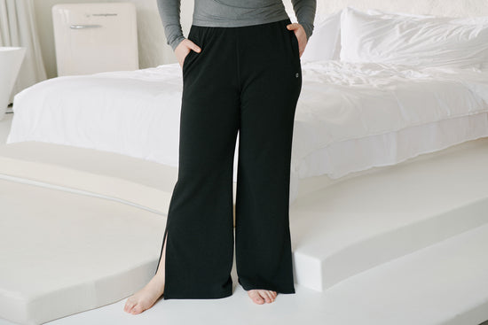 Basics Women's Winter Wide Leg Pants (Bamboo Tanboocel) - Black