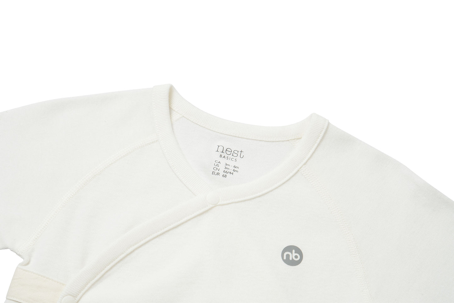 Basics Long Sleeve Kimono Romper (Organic Cotton, 2 Pack) - Off White