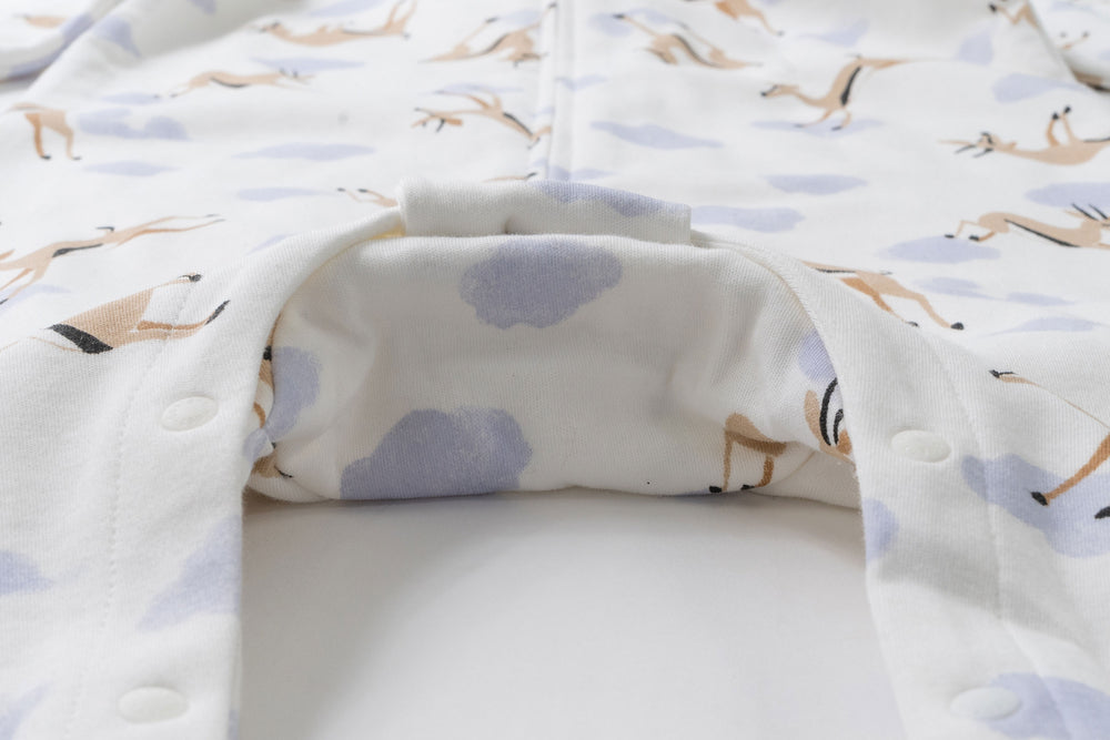 
            
                Load image into Gallery viewer, Long Sleeve Footed Sleep Bag 1.0 TOG (Organic Cotton) - Gazelle Sky
            
        