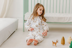 
            
                Load image into Gallery viewer, Long Sleeve Footed Sleep Bag 1.0 TOG (Organic Cotton) - Gazelle Sky
            
        