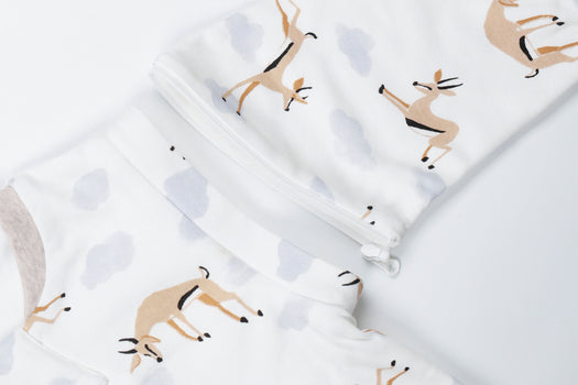 Removable Sleeve Sleep Bag 1.0 TOG (Organic Cotton) - Gazelle Sky