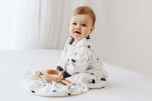 
            
                Load image into Gallery viewer, Removable Sleeve Sleep Bag 1.0 TOG (Organic Cotton) - Let&amp;#39;s Roll!
            
        