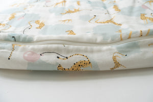 
            
                Load image into Gallery viewer, Raglan Long Sleeve Sleep Bag 2.5 TOG (Bamboo) - Cheetah Party
            
        