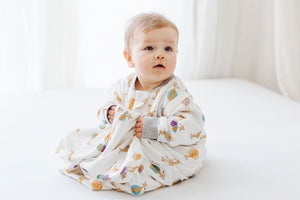 Quilted Removable Sleeve Sleep Bag 1.0 TOG (Bamboo Jersey) - Giraffe Shapes