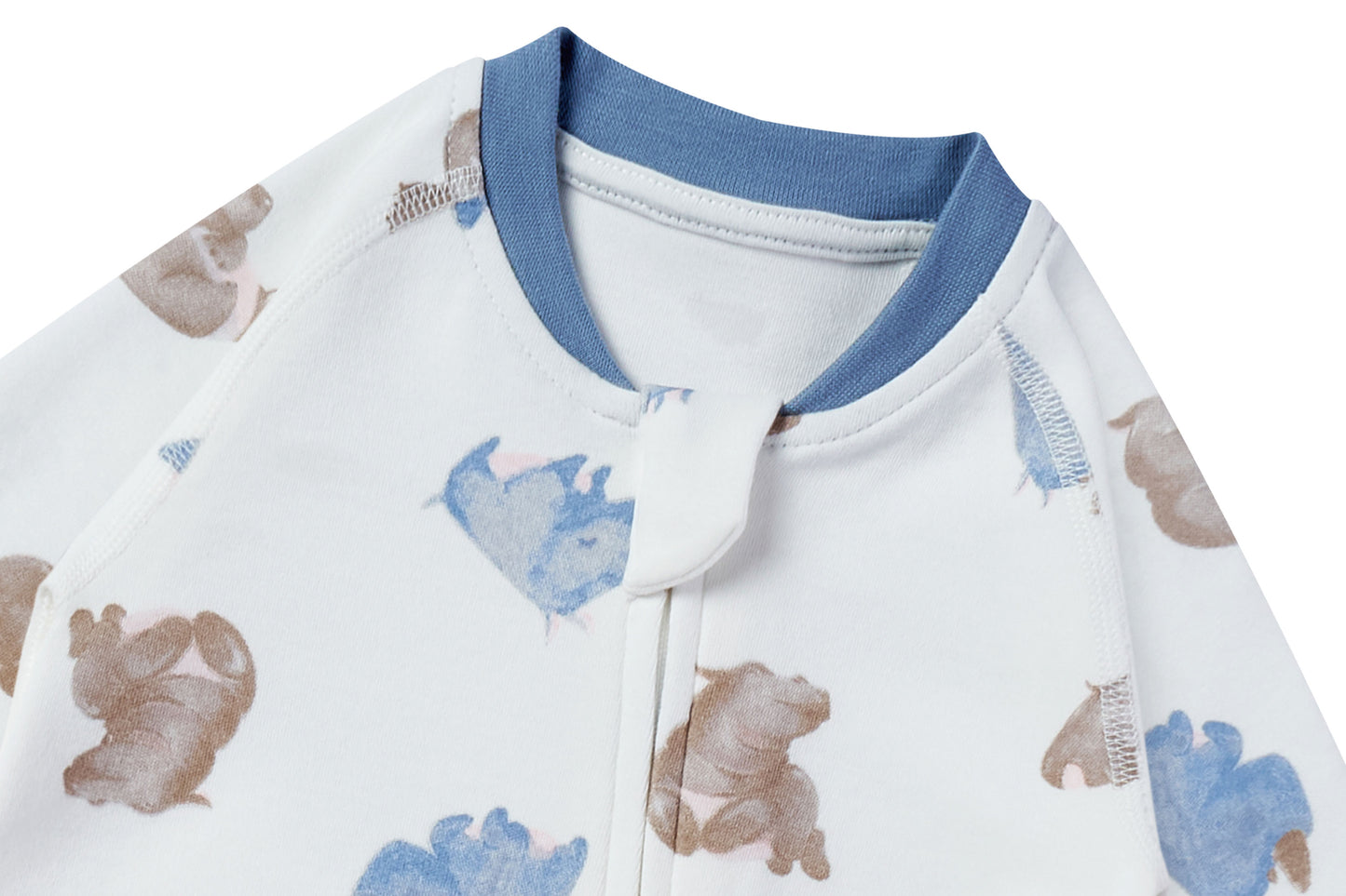 Load image into Gallery viewer, One-Piece Zip Footed Sleeper (Organic Cotton) - Rhino Hippo
