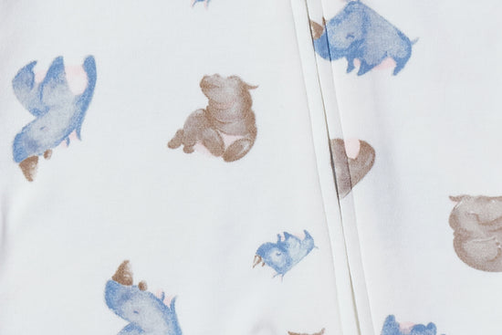 Load image into Gallery viewer, One-Piece Zip Footed Sleeper (Organic Cotton) - Rhino Hippo
