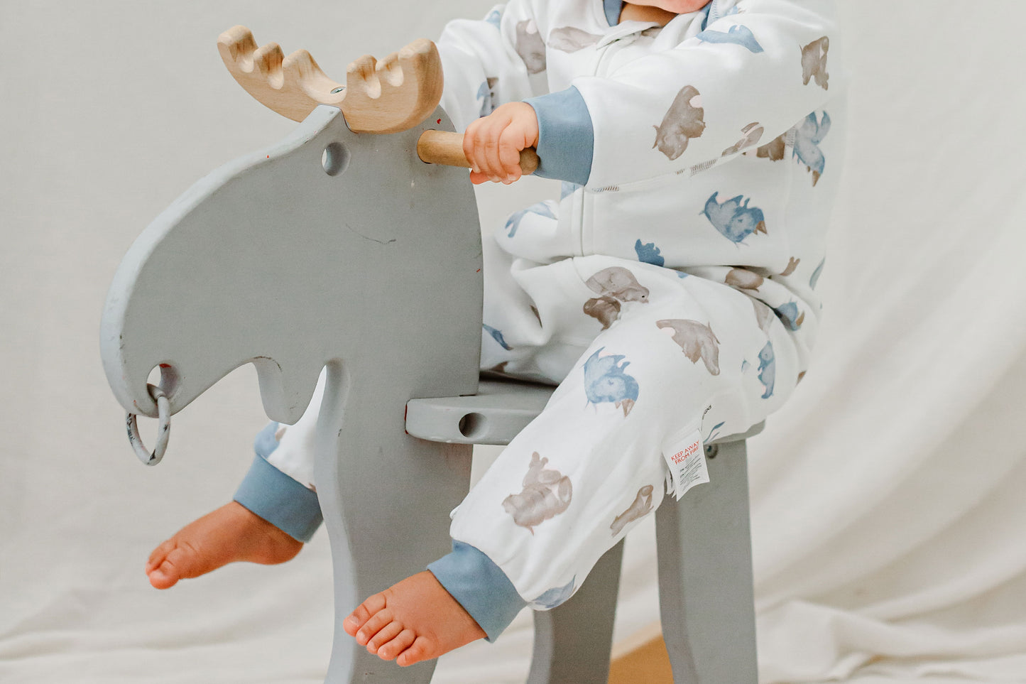 One-Piece Zip Footless Sleeper (Organic Cotton ) - Rhino Hippo