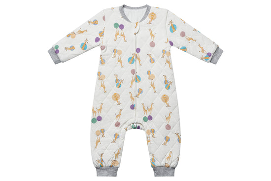 Load image into Gallery viewer, Quilted Long Sleeve Romper (Bamboo Jersey) - Giraffe Shapes
