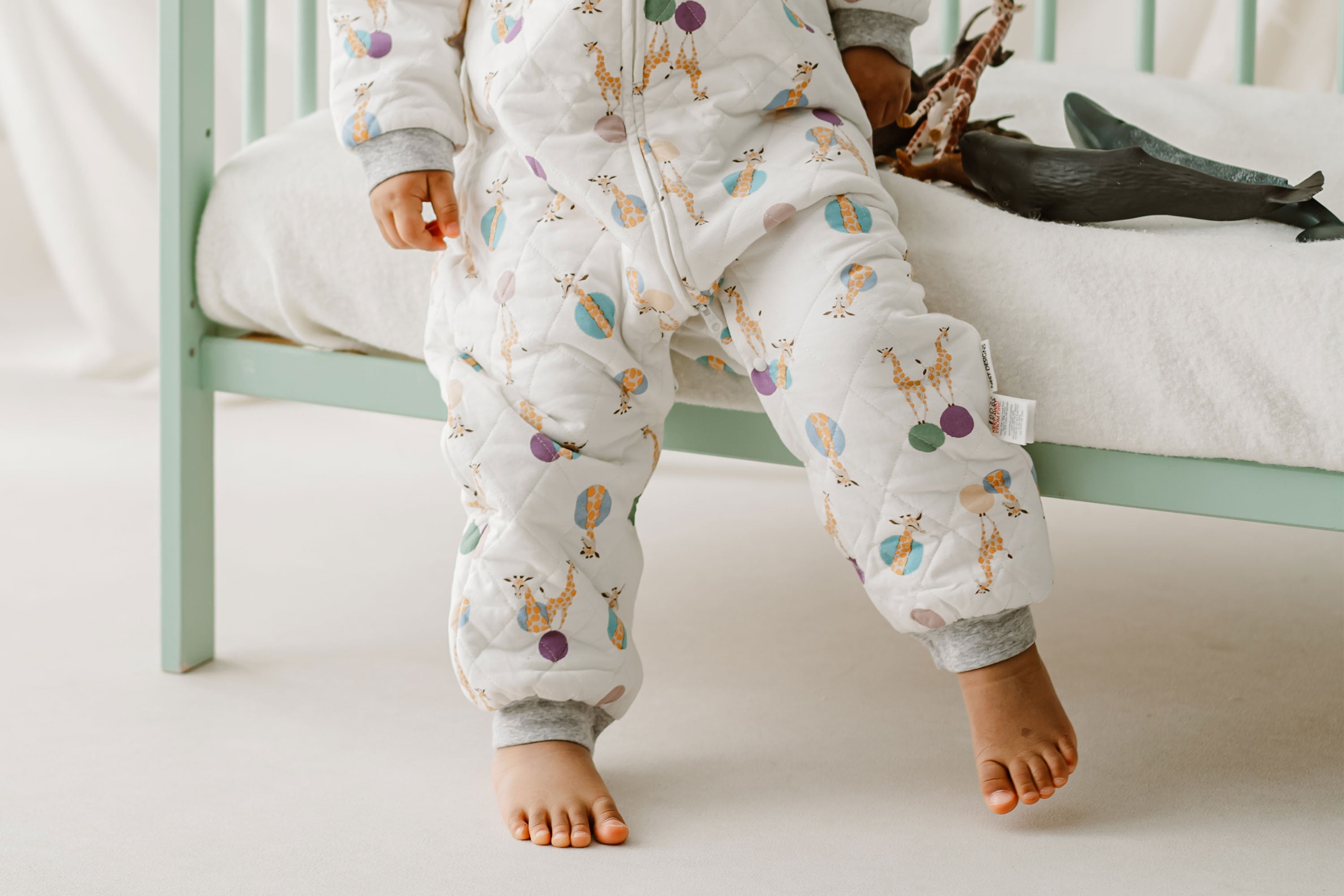 Quilted Long Sleeve Romper (Bamboo Jersey) - Giraffe Shapes