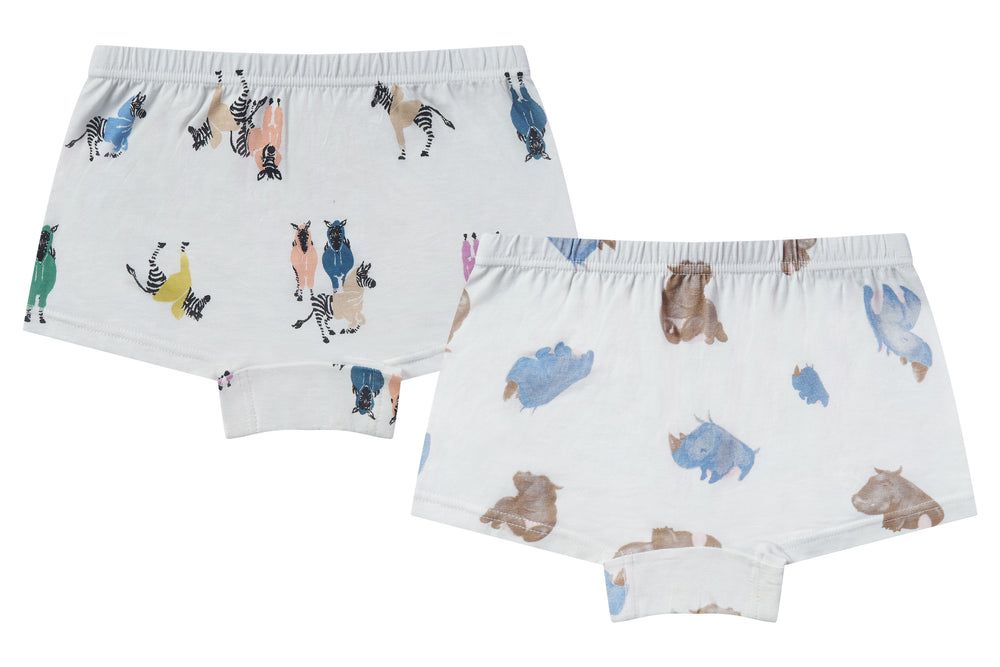 
            
                Load image into Gallery viewer, Girls Boy Short Underwear (Bamboo, 2 Pack) - Serengeti
            
        