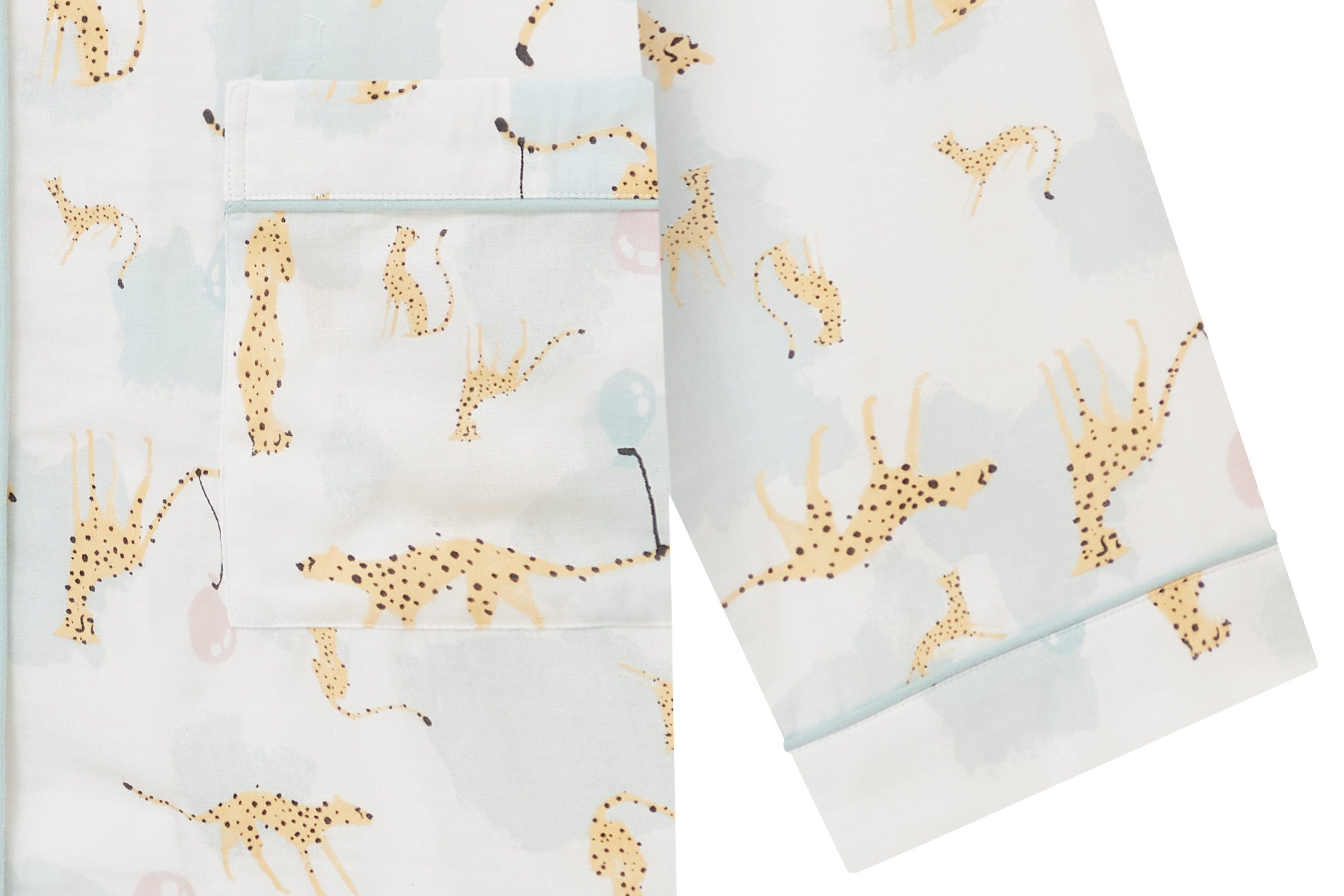 Women's Long Sleeve Button-Up PJ Set (Bamboo) - Cheetah Party