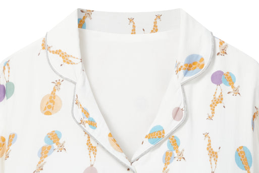 Women's Long Sleeve Button-Up PJ Set (Bamboo) - Giraffe Shapes