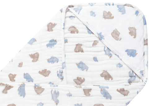 9-Layer Hooded Baby Bath Towel (Organic Cotton) - Rhino Hippo