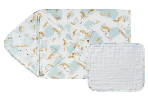 9-Layer Hooded Baby Bath Towel (Organic Cotton) - Cheetah Party