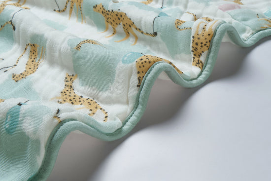 Hooded Baby Bath Cloak (Organic Cotton) - Cheetah Party