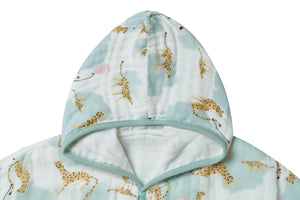 
            
                Load image into Gallery viewer, Hooded Baby Cloak (Organic Cotton) - Cheetah Party
            
        