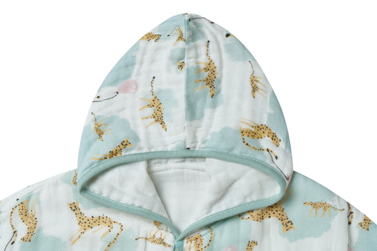 Hooded Baby Bath Cloak (Organic Cotton) - Cheetah Party