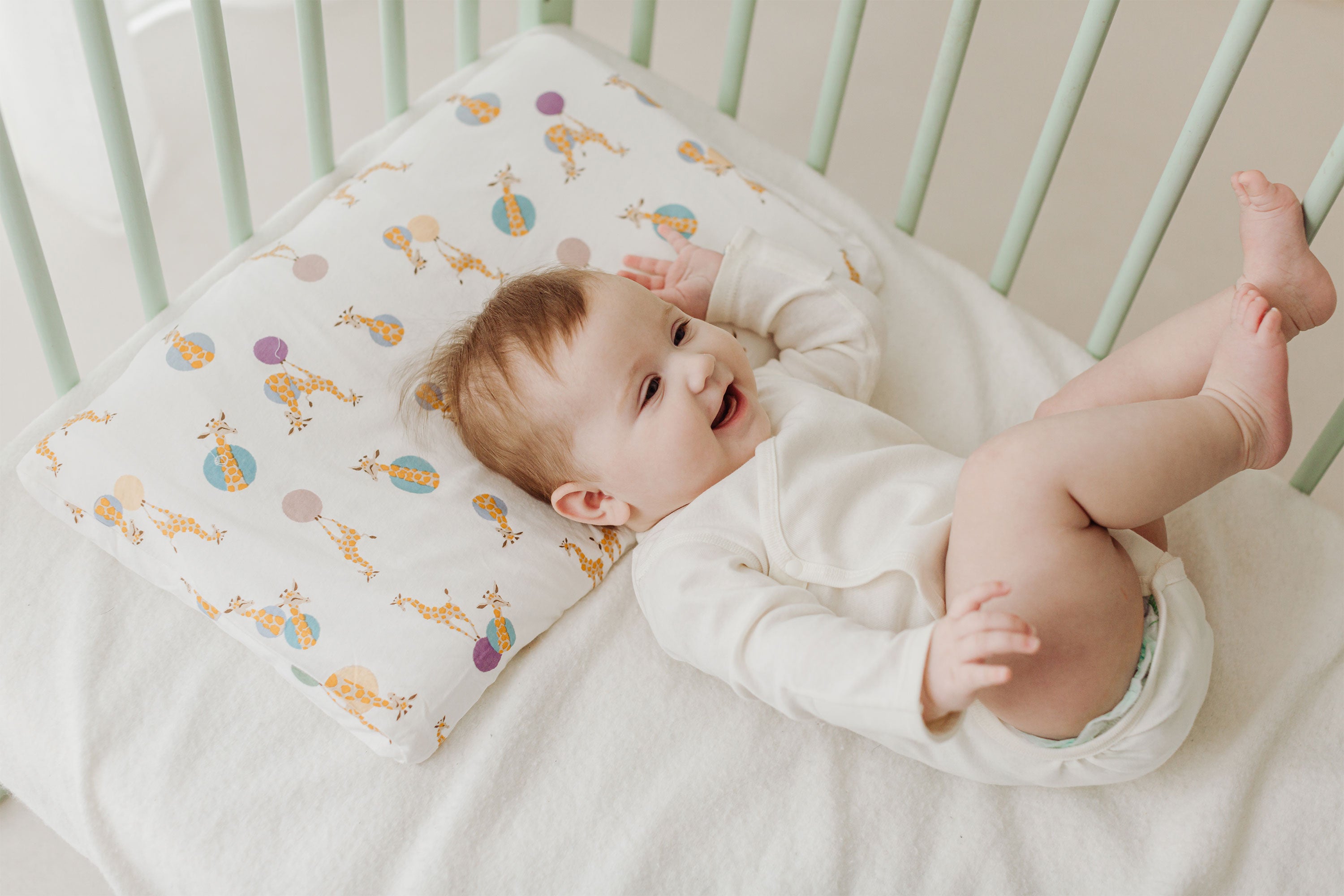 Toddler Pillow and Pillowcase (Bamboo Jersey, Medium) - Giraffe Shapes