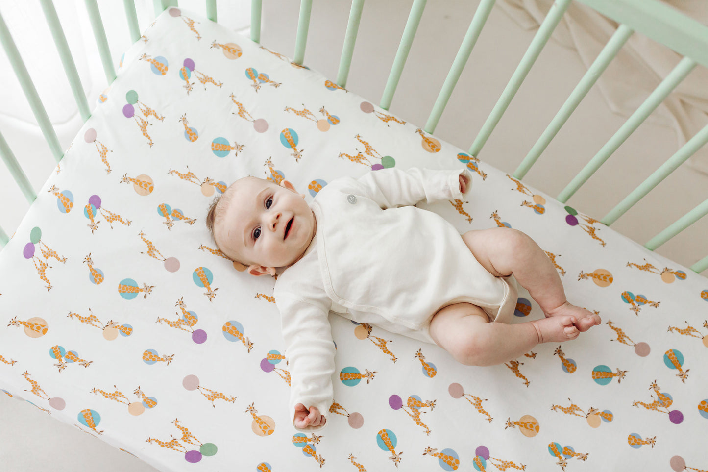 Load image into Gallery viewer, Fitted Crib Sheet (Bamboo) - Giraffe Shapes
