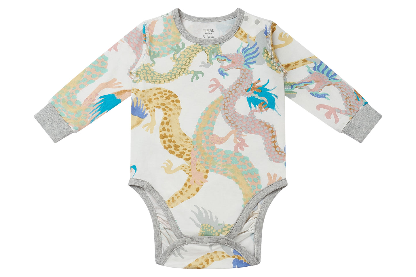Load image into Gallery viewer, Long Sleeve Onesie (Avocado Bamboo) - Dragon Dance
