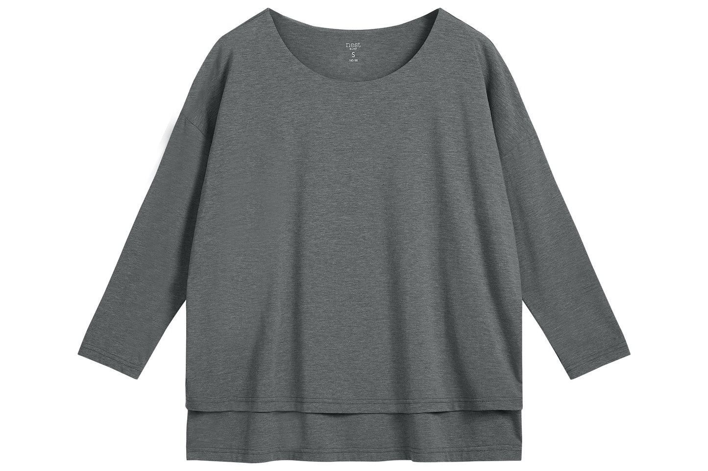 Nest Bump Women's Long Sleeve Nursing T-Shirt (Bamboo) - Charcoal