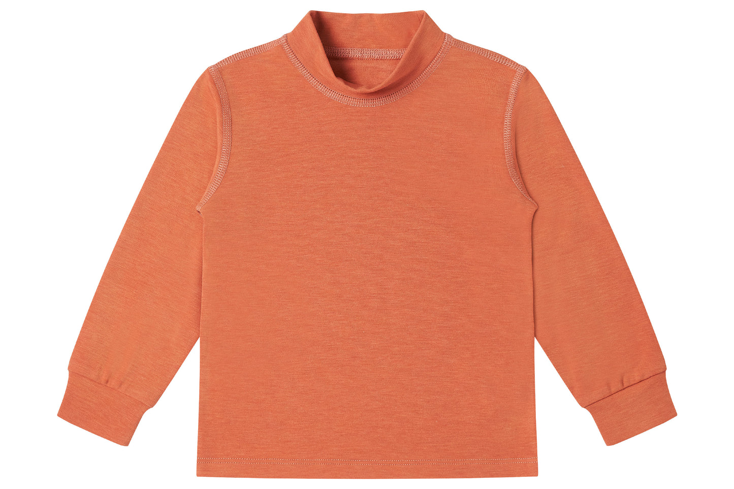Mock Neck Long Sleeve Shirt (Tanboocel) - Pantone Apricot Orange