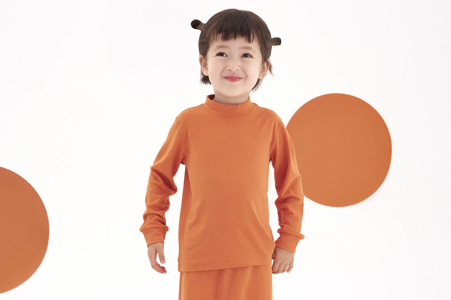 Mock Neck Long Sleeve Shirt (Tanboocel) - Pantone Apricot Orange