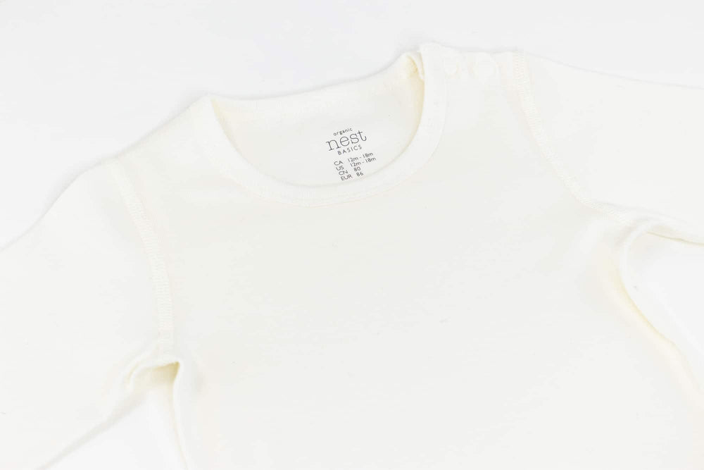 Basics Organic Cotton Long Sleeve T-Shirt (3 Pack) - White - Nest Designs