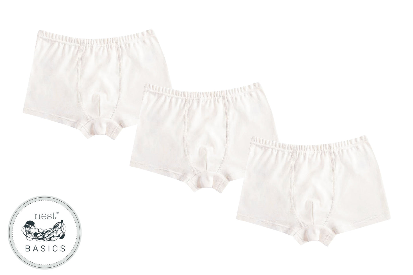 Basics Ribbed Boys Boxer Briefs Underwear (Organic Cotton, 3 Pack