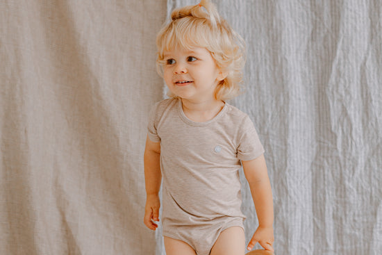 Load image into Gallery viewer, Basics Short Sleeve Onesie (Bamboo Cotton) - Warm Taupe
