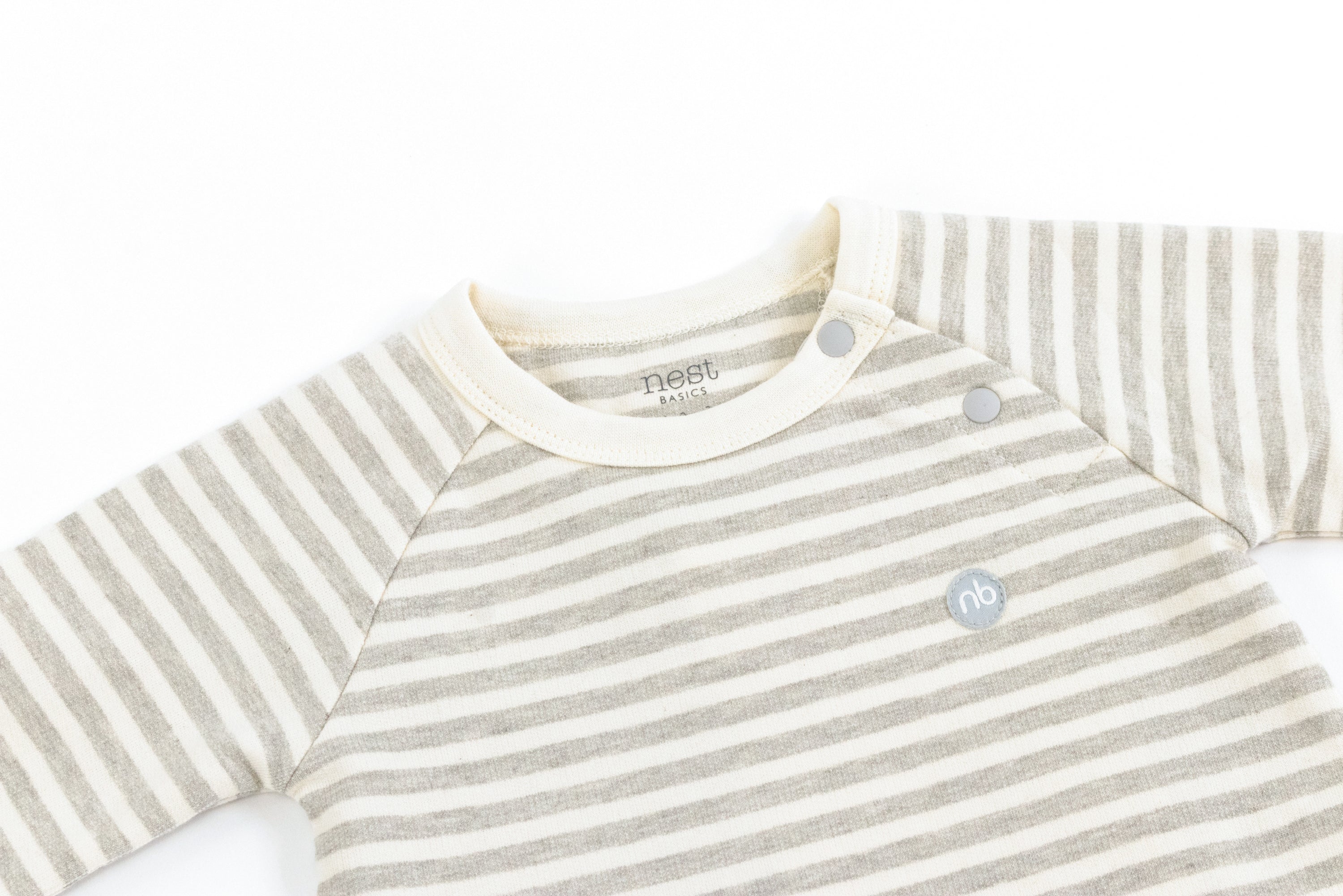 Basics French Terry Long Sleeve Romper - Grey Stripe - Nest Designs