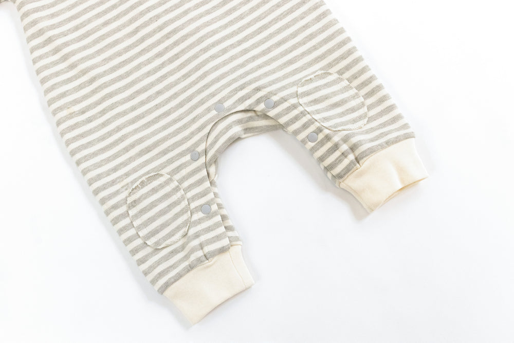 Basics French Terry Long Sleeve Romper - Grey Stripe - Nest Designs