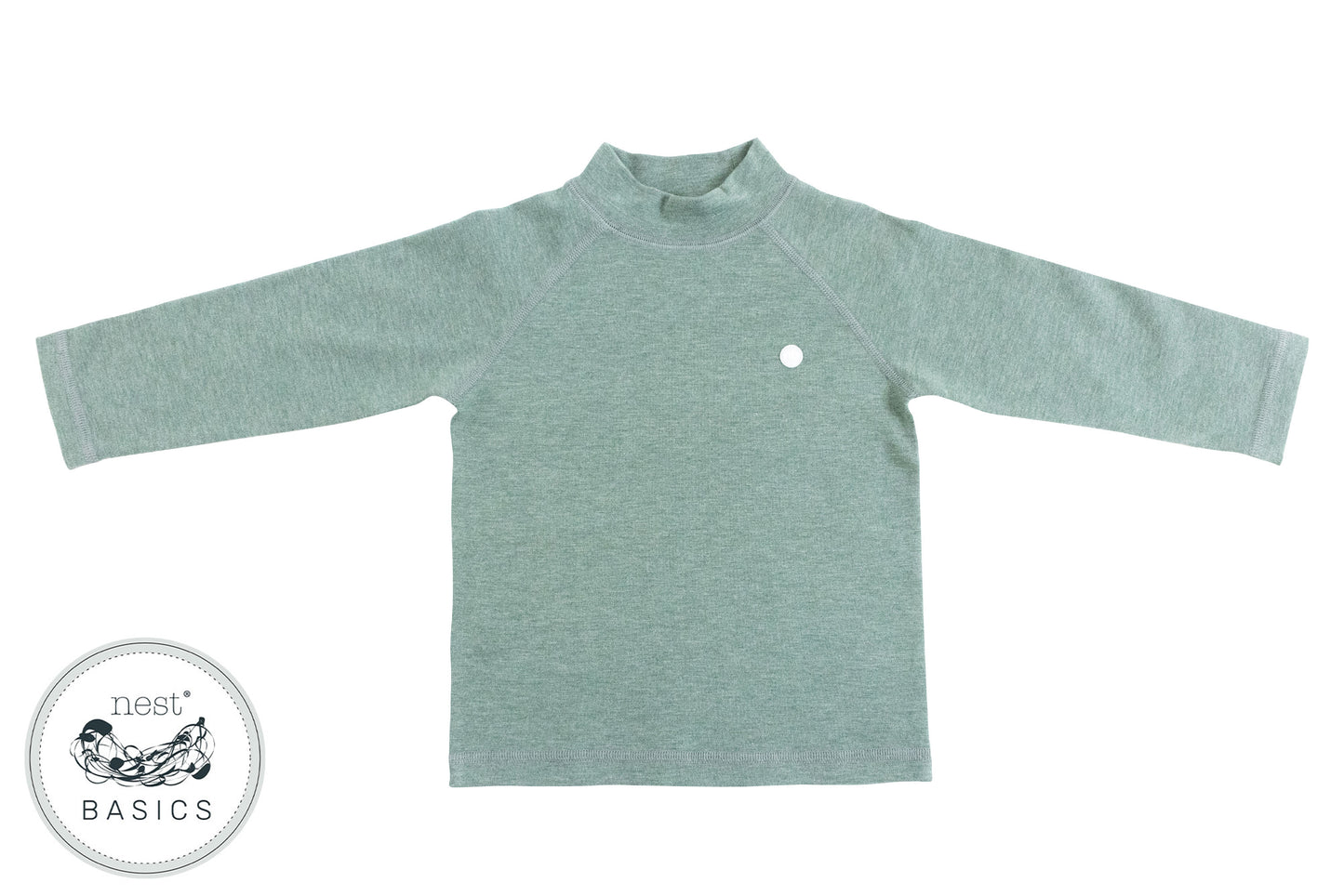 Basics Tanboocel Mock Neck Long Sleeve Shirt - Misty Moss - Nest Designs