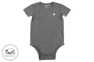 
            
                Load image into Gallery viewer, Basics Bamboo Cotton Short Sleeve Onesie - Charcoal - Nest Designs
            
        