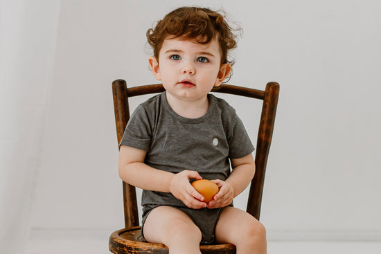 Load image into Gallery viewer, Basics Bamboo Cotton Short Sleeve Onesie - Charcoal - Nest Designs
