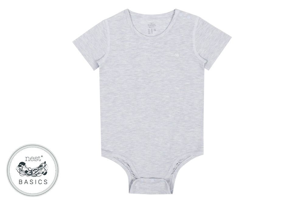 
            
                Load image into Gallery viewer, Basics Bamboo Cotton Short Sleeve Onesie - Grey Dawn
            
        