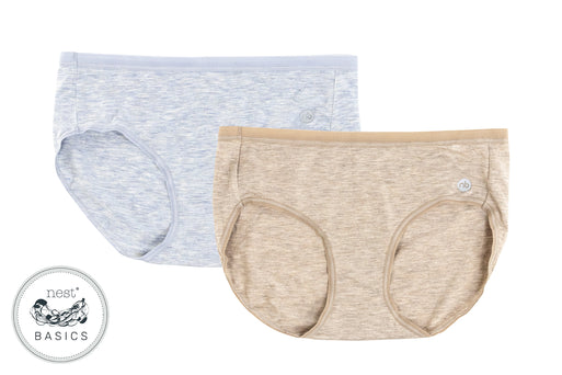 Women's Basics Bamboo Cotton Underwear (2 Pack) - Grey Dawn and Warm Taupe