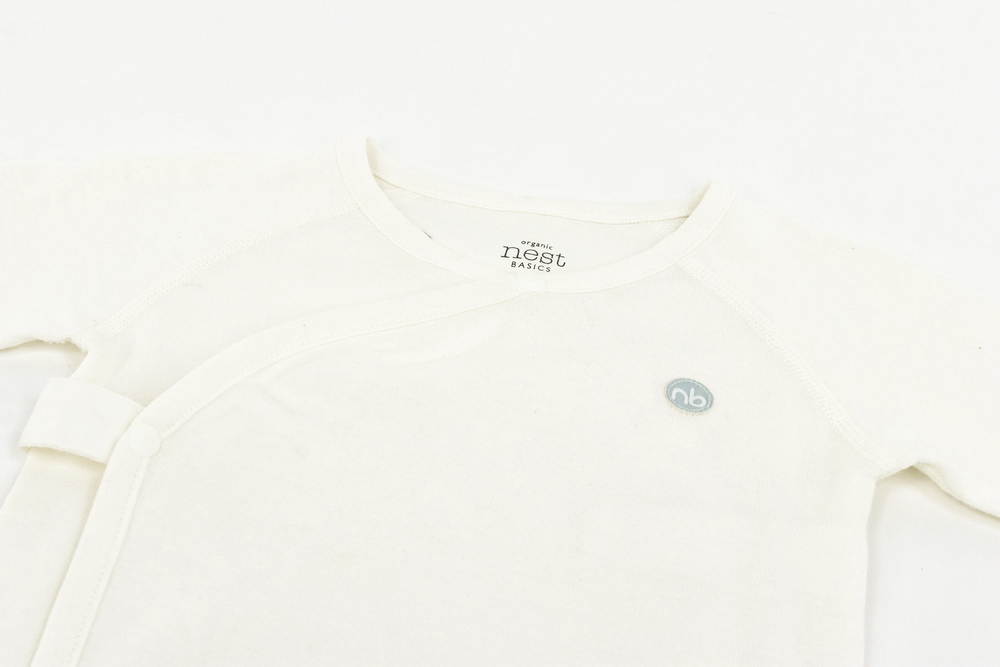 Basics Organic Cotton Kimono Ribbed Long Sleeve T-shirt (2 Pack) - White - Nest Designs