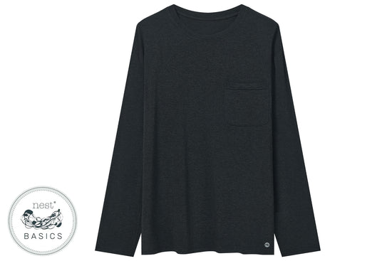 Load image into Gallery viewer, Unisex Basics Long Sleeve Shirt (Bamboo Cotton) - Black

