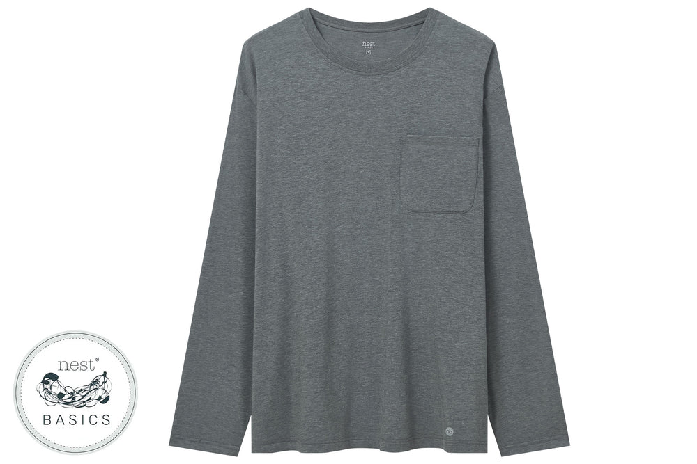 Unisex Basics Bamboo Cotton Long Sleeve Shirt - Charcoal